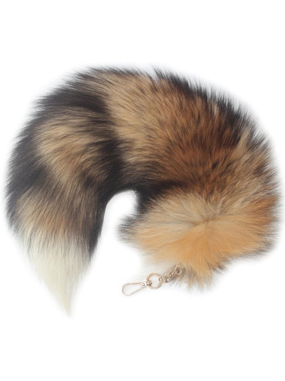 Faux Fur Tail Keychain - Chic Fashion Accessory with Gold Clasp for Bags & Keys